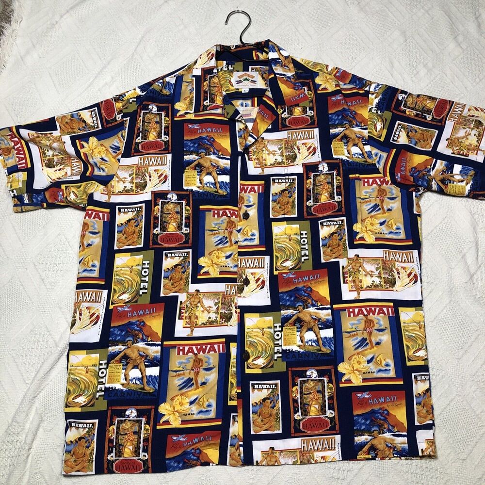 Rare Pineapple Juice Men's Hawaiian Shirt Travel Surfer Poster Print Size Large